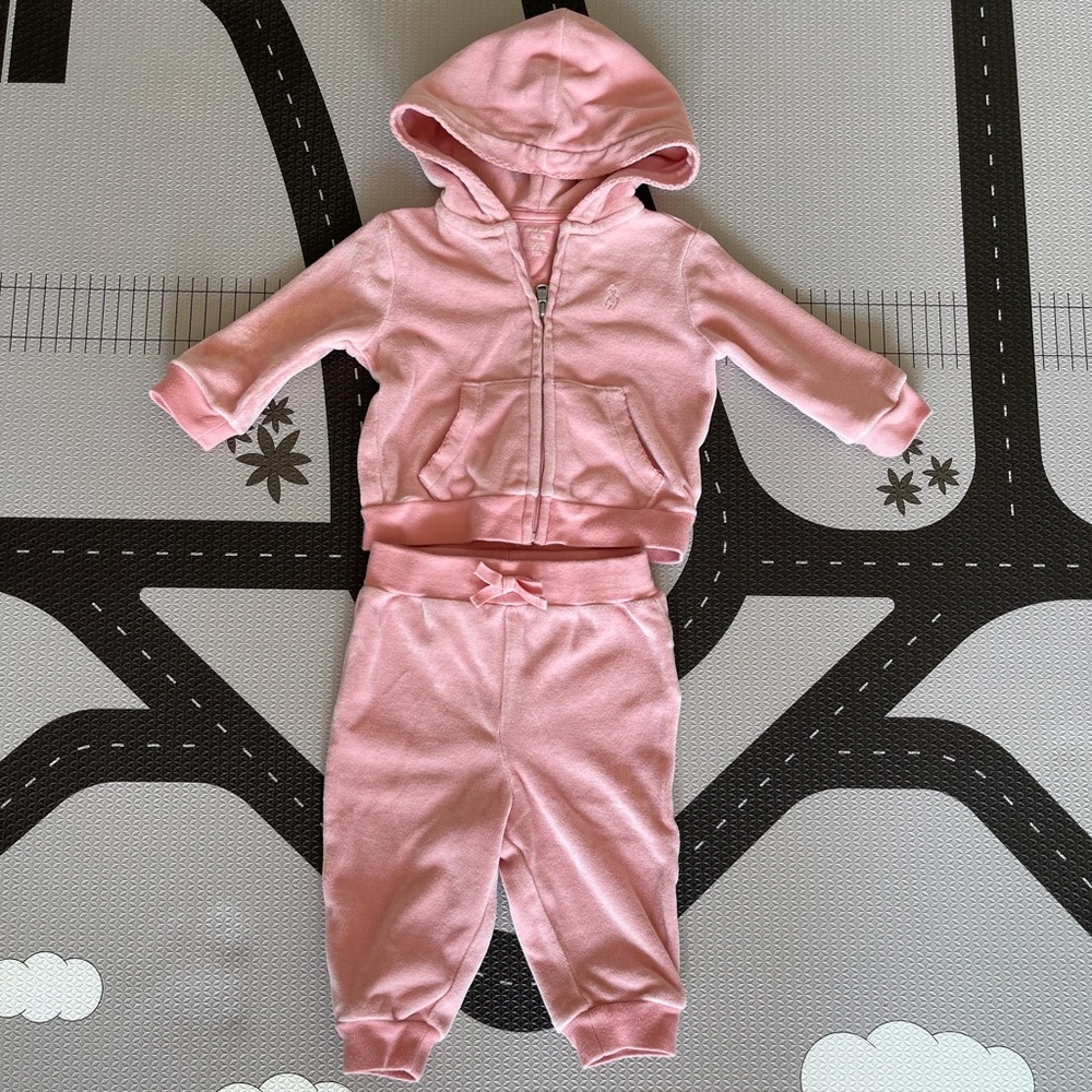 Ralph Lauren 6M baby girl tracksuit pink 2pcs set